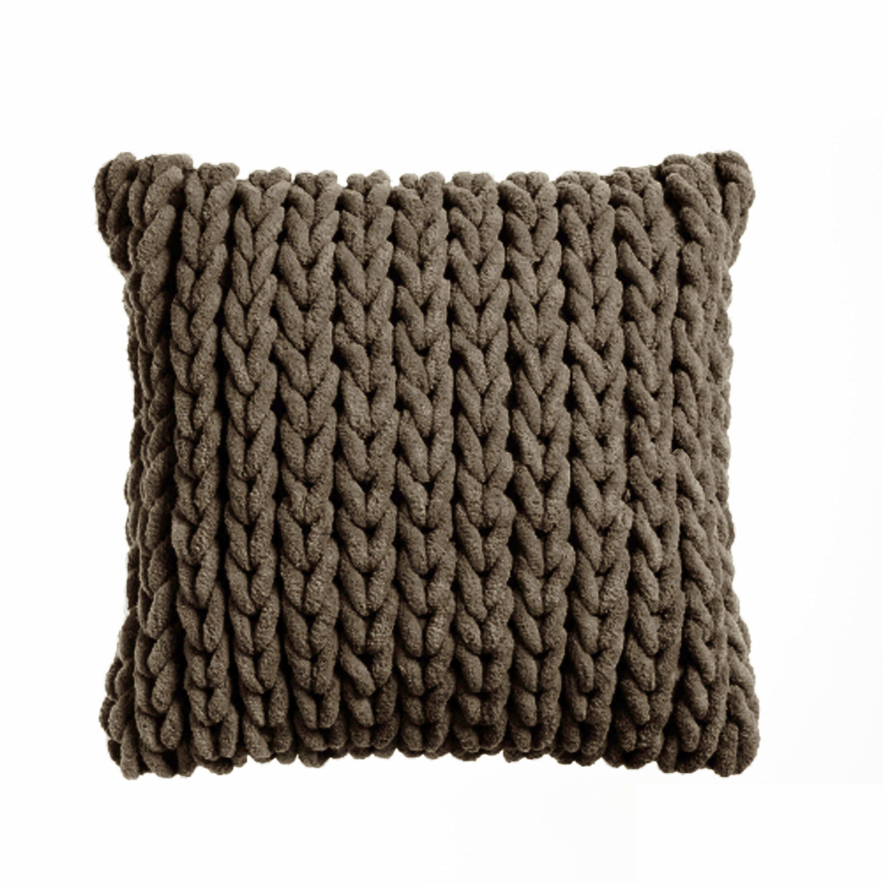 V442-UNA-CUSHION-CABLE-EXPRESSO-ST-202502280845-00 Cable Appliqued Filled Cushion - Expresso - Image 1