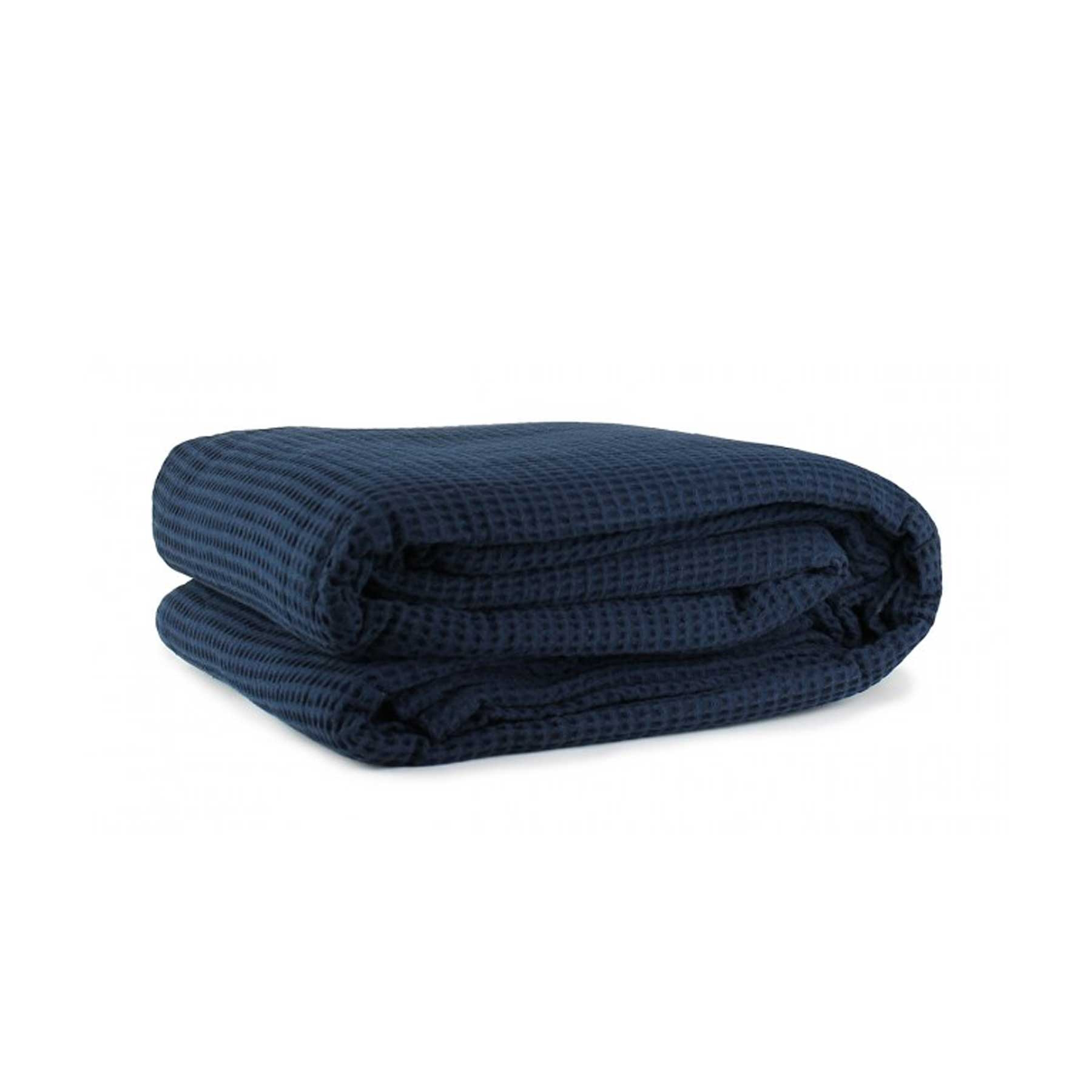 V442-WAM-BLANKET-COTTONWAFFLE-NAVY-QS-204880-00 Jason Cotton Waffle Blanket Navy - Queen - Image 1