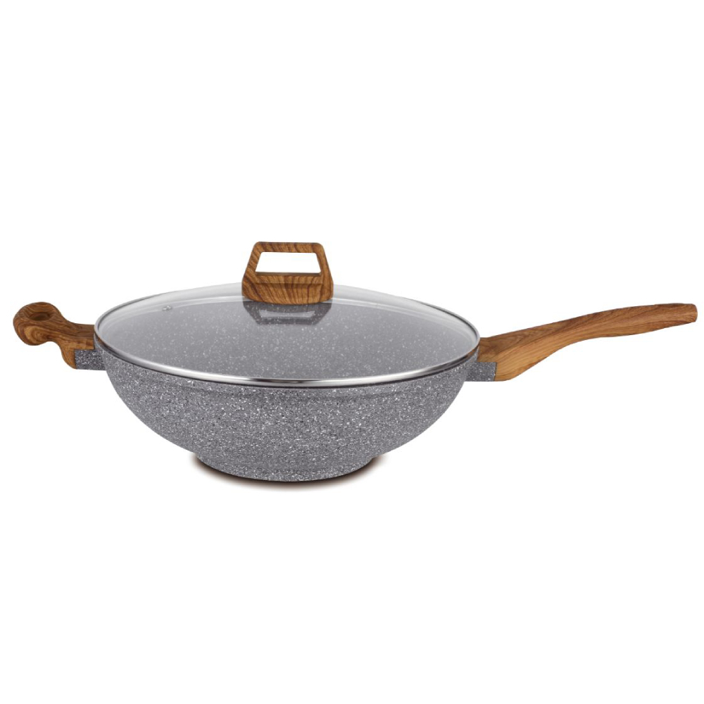 V445-C220020-94299-00 Hello Kitchen Non-stick Marble Wok 28cm/32cm - 32cm - Image 1