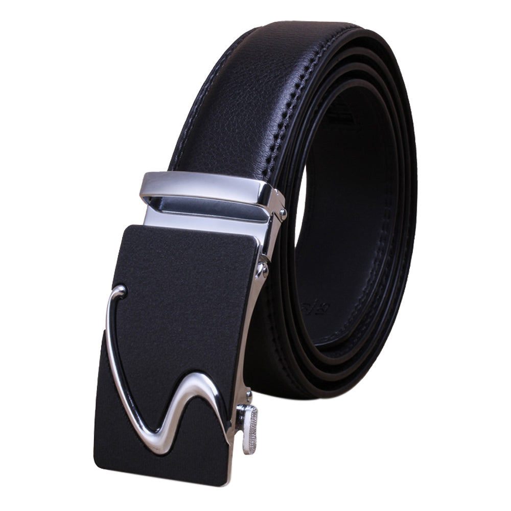 V462-FB-72-02-95877-00 Genuine Leather Belt Men's Plate Reversible Buckle Business Dress Belts (Style 02) - Image 1