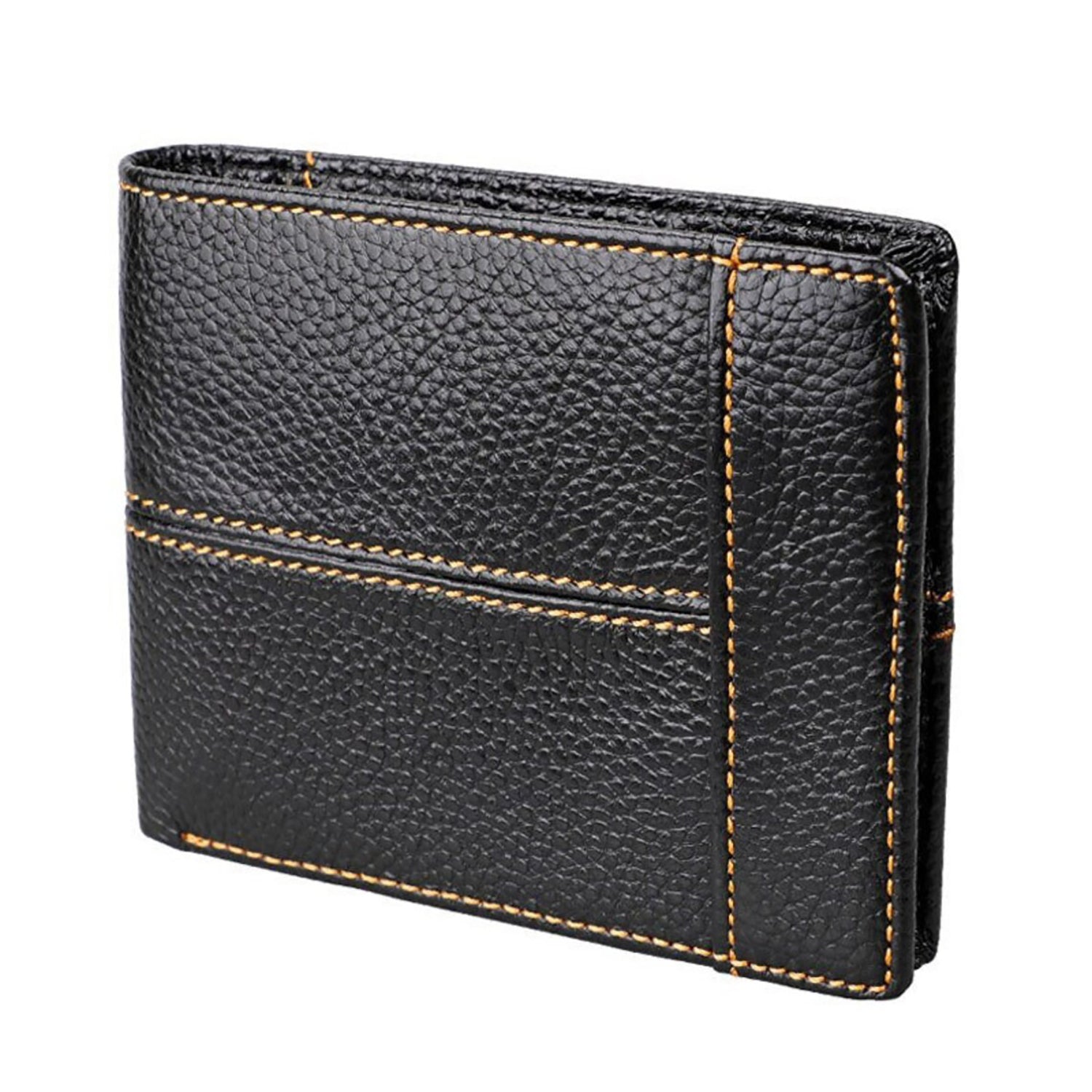 V462-FB-78-01-96527-00 Men's Genuine Leather Bilfold Wallet RFID Blocking Card Holder Zipper Coin Purse - Image 1