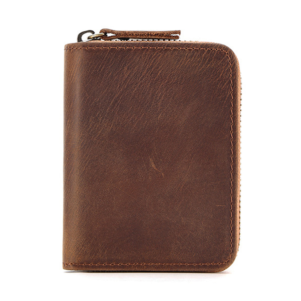 V462-FB-88-01-96508-00 Genuine Leather Large Capacity RFID Anti-magnetic Money Clip Organ Wallets (Brown) - Image 1