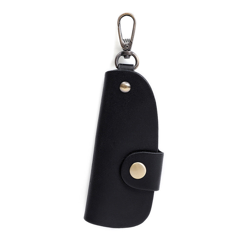 V462-FB-89-01-96506-00 Genuine Leather Wallet Purse Bag Case Holder Key Ring Pouch Bag Safe Hanger (Black) - Image 1