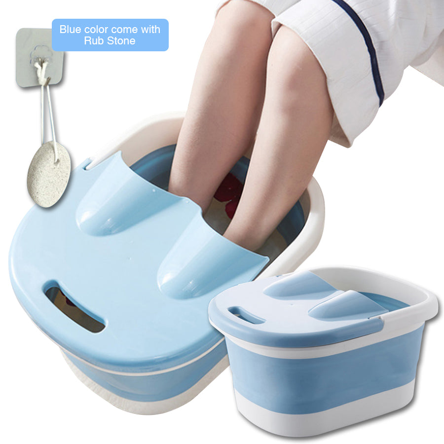 V462-HG-88-01-139639-00 Foot Spa Water Pedicure Foldable Bucket Folding Massage Footbath Soaking Basin(Blue) - Image 1