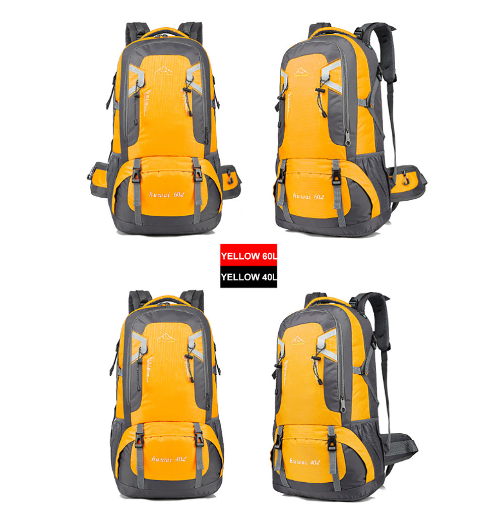 V462-TO-29-08-98715-00 60L Waterproof Outdoor Hiking Backpack Camping Outdoor Trekking Bag(Yellow) - Image 1
