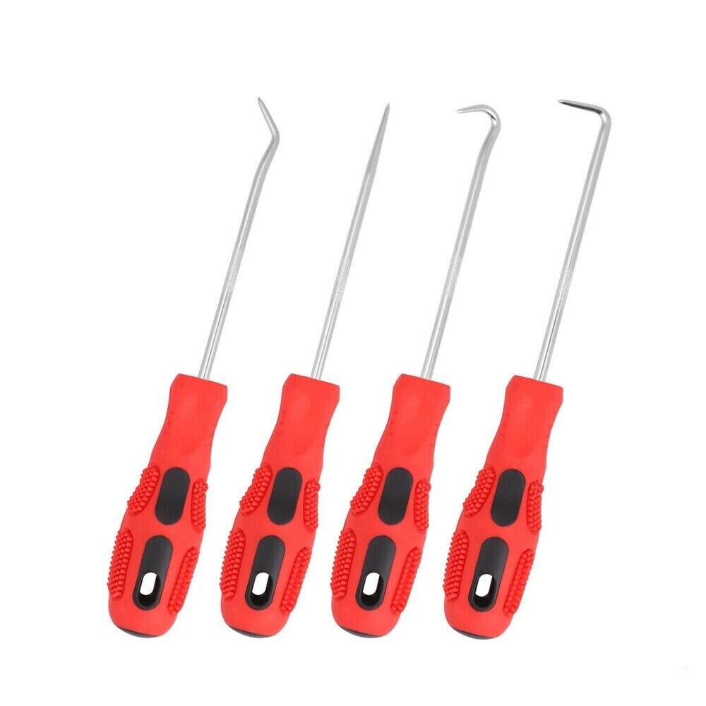 V465-20208-AU-5-85506-00 4Pc Pick Hook Set O Ring Oil Seal Remover Non-Slip Rubber Handle Red Local Stock - Image 1