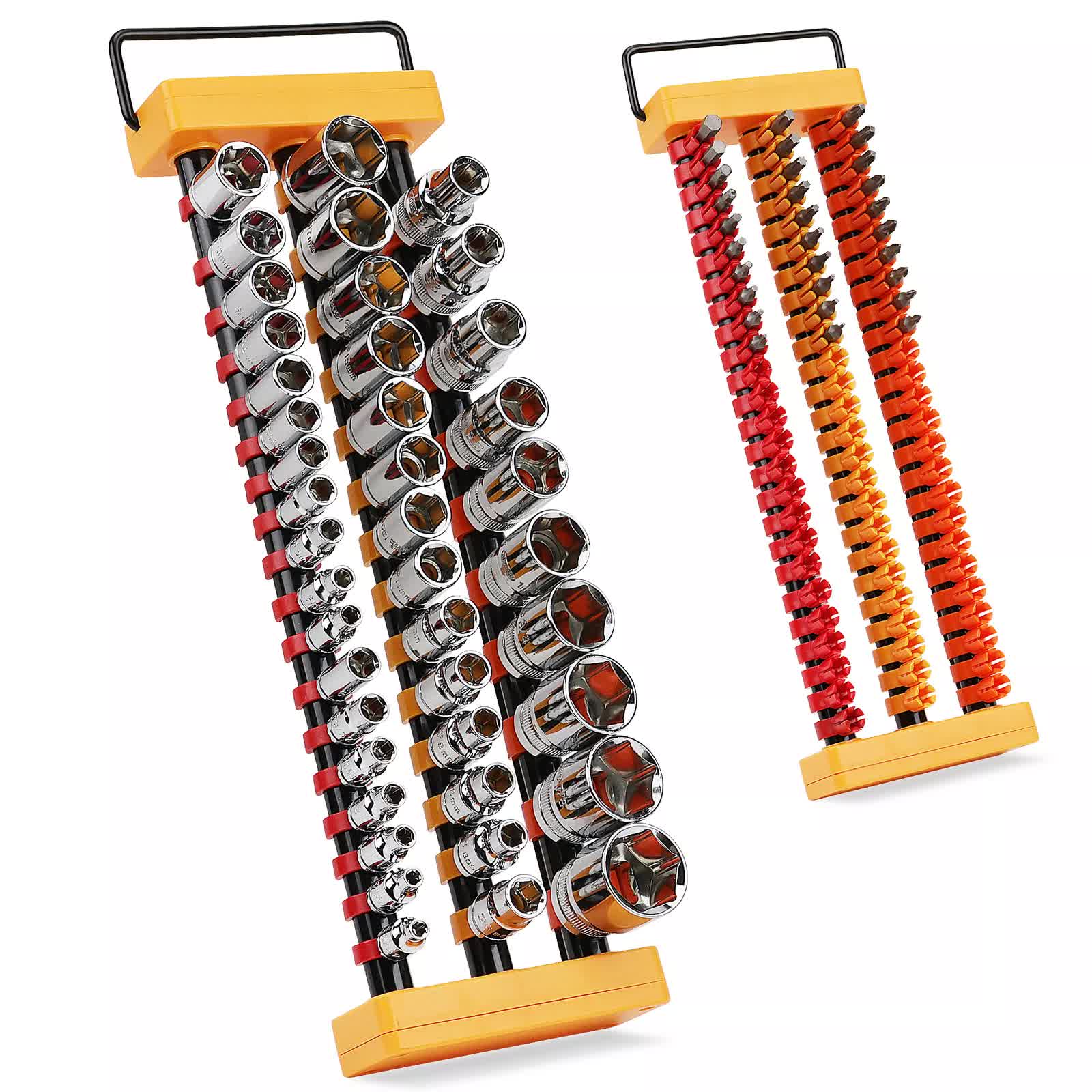 V465-70014-198009-00 2-Pack Socket Rail & Bit Holder 1/4 3/8 1/2 Drive Portable ABS Socket Organizer - Image 1