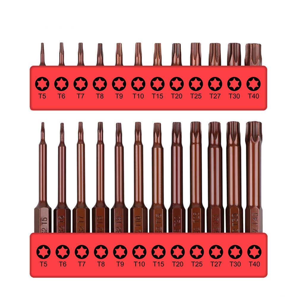 V465-88008-85397-00 24Pc Torx Bit Set Star Head Screwdriver Bit Long Security Temper Proof T5-T40 - Image 1