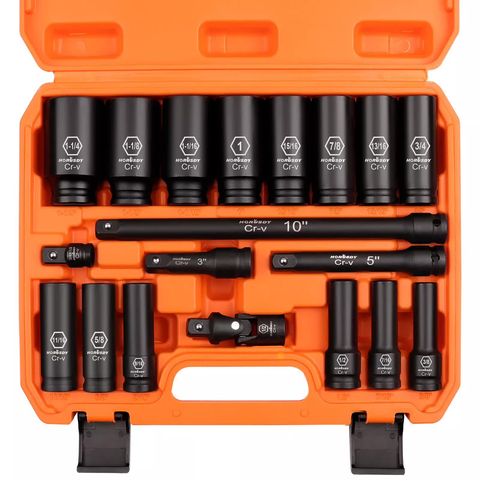 V465-96027-202507141527-00 18Pc Deep Impact Socket Set Imperial / SAE Extension Flexible Adaptor 1/2" Drive - Image 1