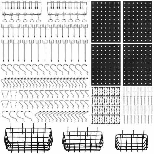 V465-97790-85517-00 127Pc Pegboard Hooks Set Storage Baskets Organizer Hanger Inc. 4 Small Peg Board - Image 1