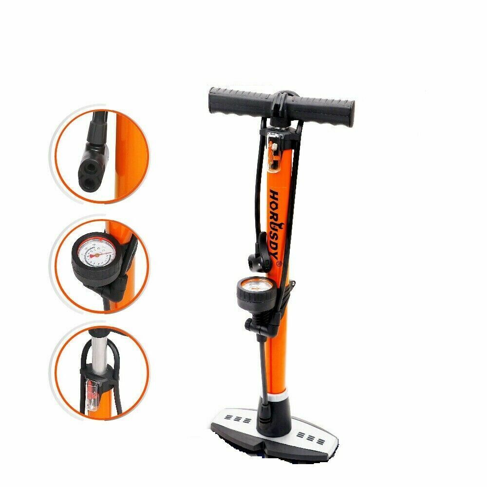 V465-SDY-97129-85359-00 High Pressure Air Pump Bicycle Bike Alloy Floor Air Gauge Ball Balloon Nozzles - Image 1