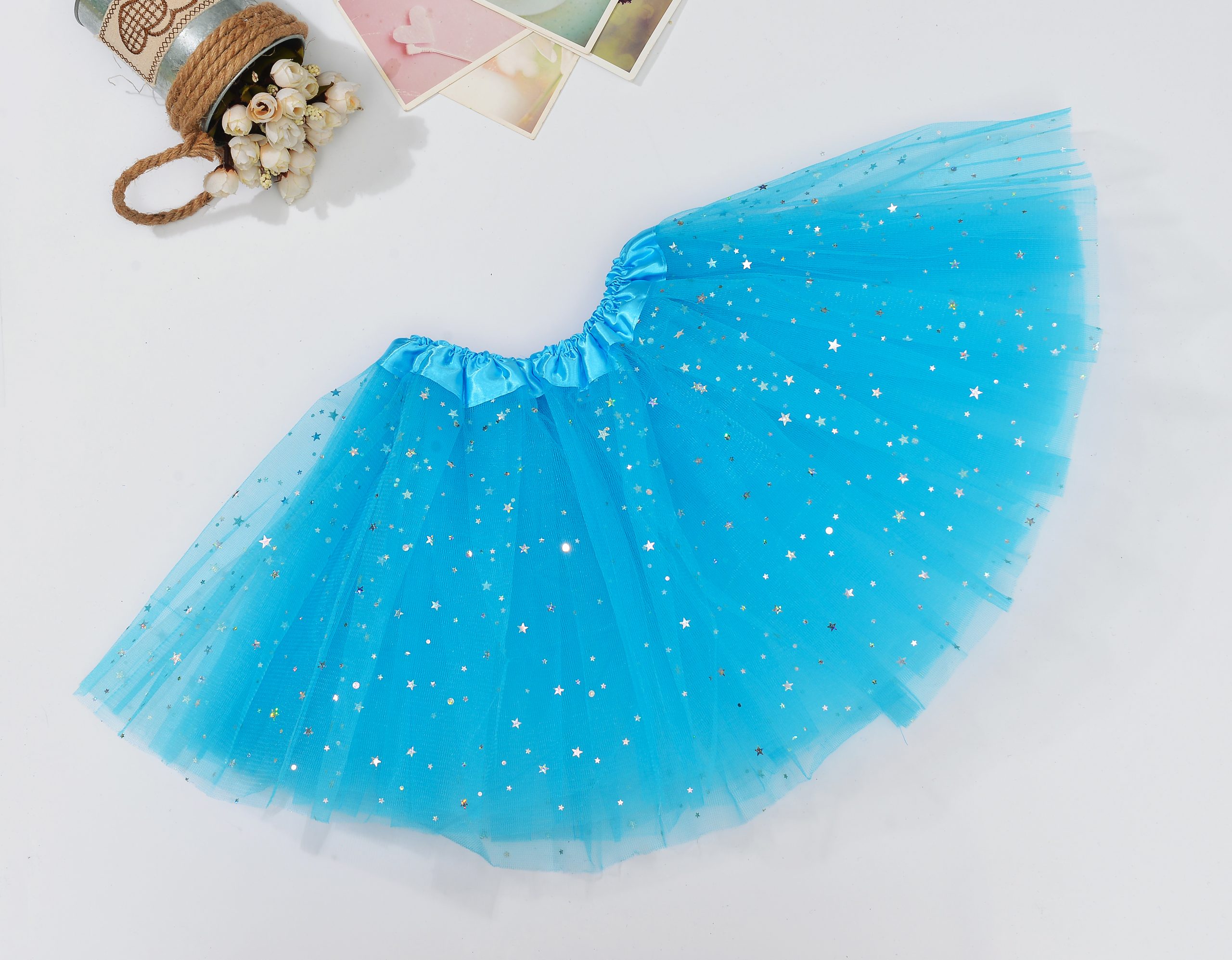 V474-210080-101642-00 Sequin Tulle Tutu Skirt Ballet Kids Princess Dressup Party Baby Girls Dance Wear, Aqua, Kids - Image 1