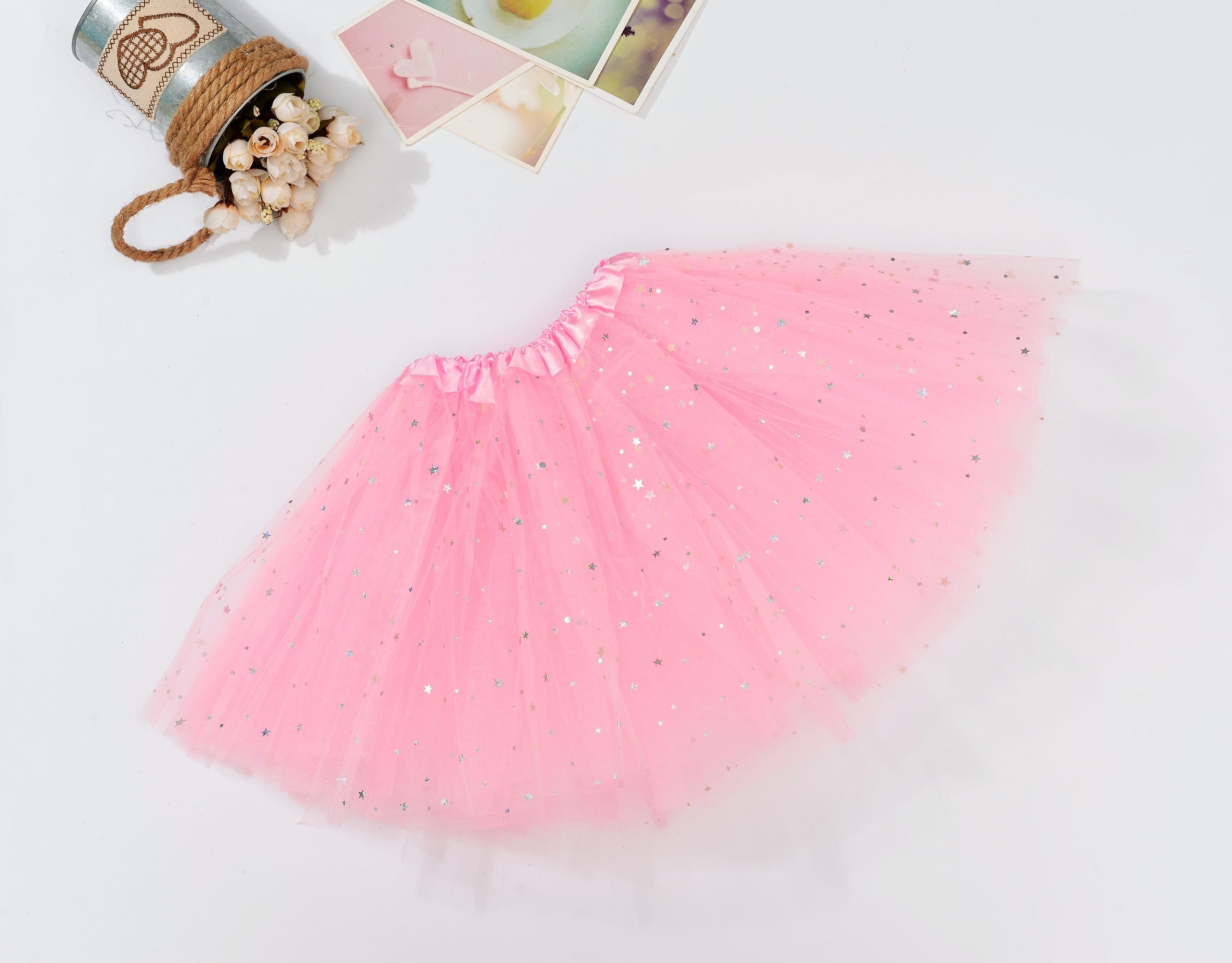 V474-210086-101645-00 Sequin Tulle Tutu Skirt Ballet Kids Princess Dressup Party Baby Girls Dance Wear, Light Pink, Kids - Image 1