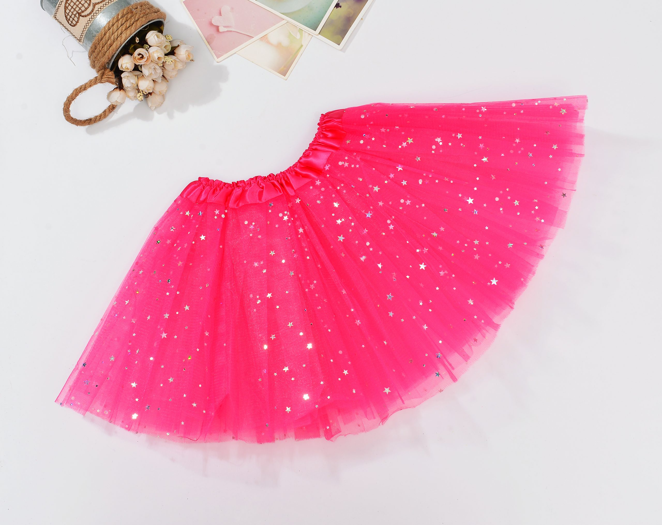 V474-210094-101649-00 Sequin Tulle Tutu Skirt Ballet Kids Princess Dressup Party Baby Girls Dance Wear, Rose, Kids - Image 1