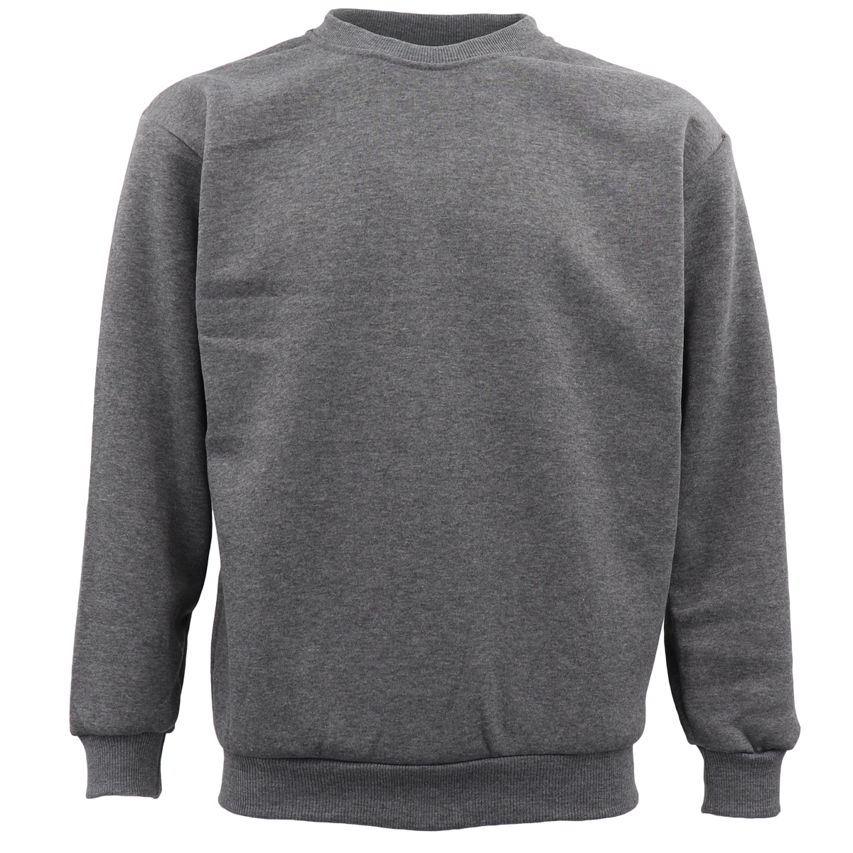 V474-211539-102559-00 New Adult Unisex Plain Pullover Fleece Jumper Mens Long Sleeve Crew Neck Sweater, Grey, M - Image 1