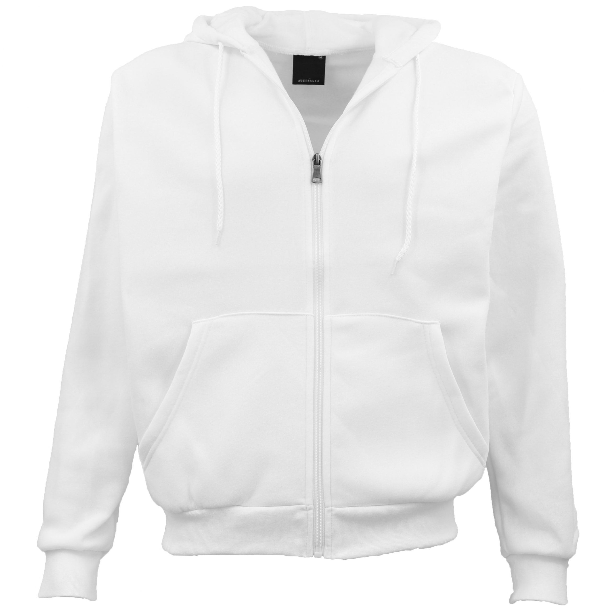 V474-213089-100163-00 Adult Unisex Zip Plain Fleece Hoodie Hooded Jacket Mens Sweatshirt Jumper XS-8XL, White, L - Image 1