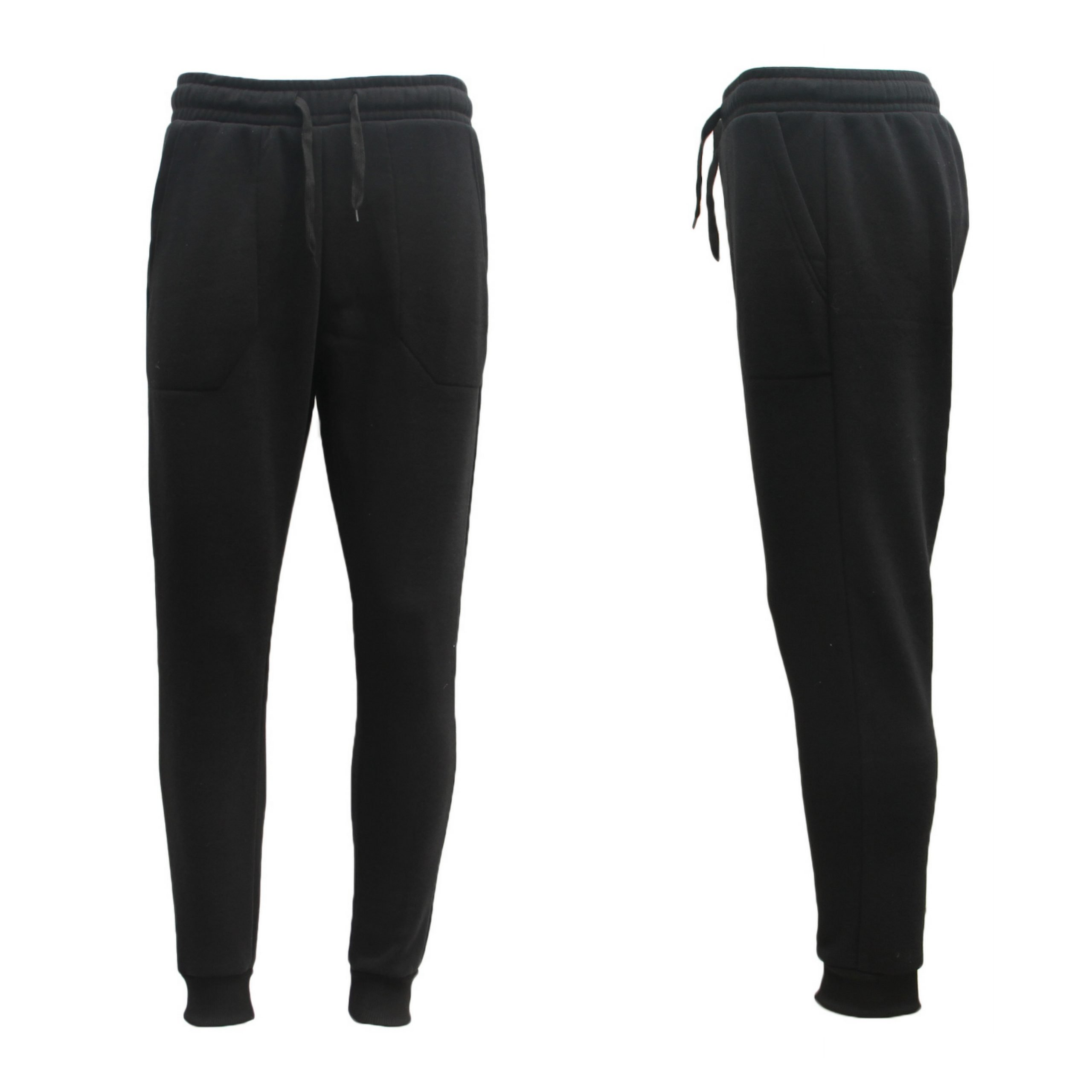 V474-218574-103965-00 Mens Unisex Fleece Lined Sweat Track Pants Suit Casual Trackies Slim Cuff XS-6XL, Black, M - Image 1