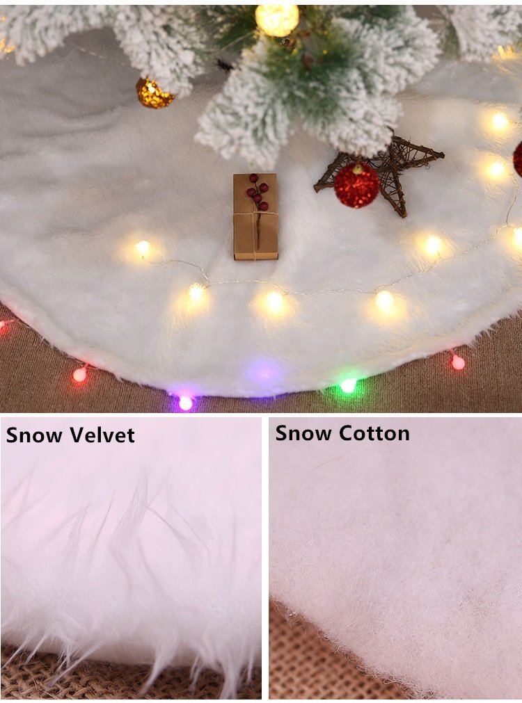 V474-227369-103606-00 60/78/90/122cm Christmas Snow Plush Tree Skirt Xmas Base Floor Mat Cover Decor, 78cm (30.7") - Image 1