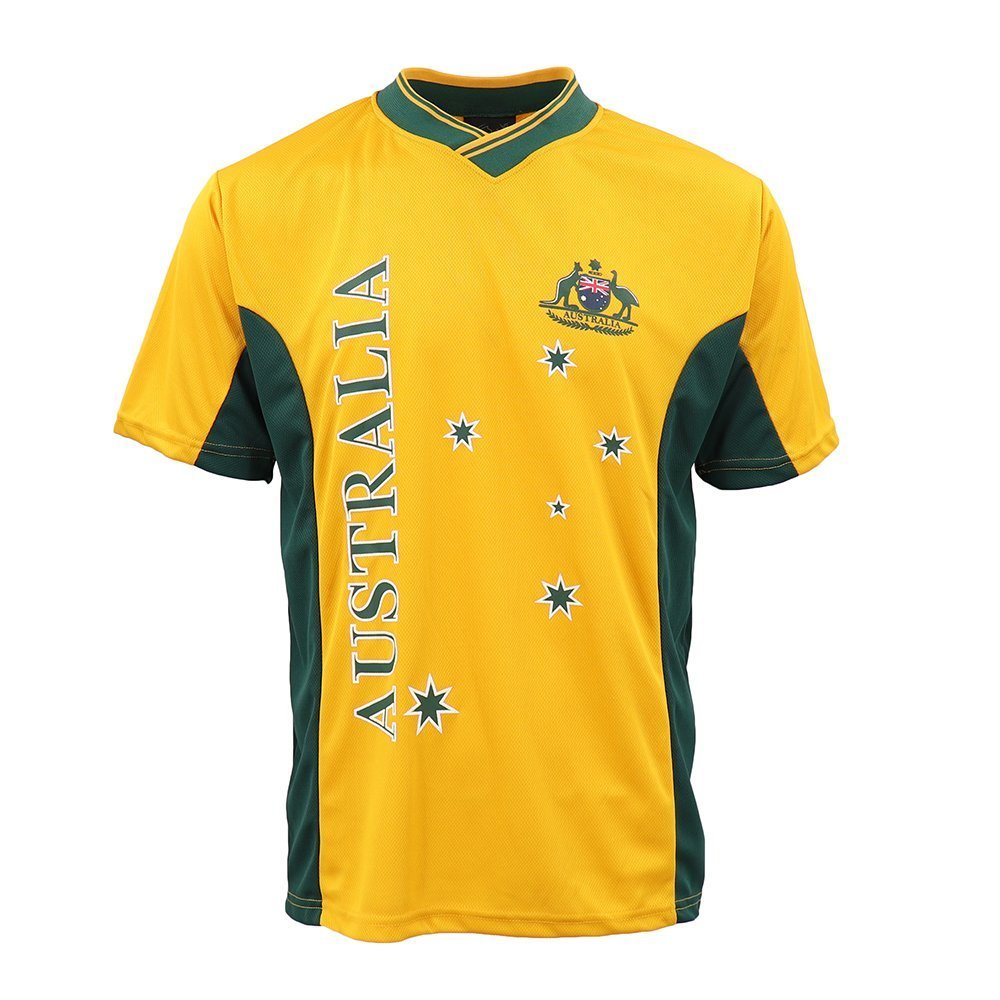 V474-282937-101026-00 Adults Kids Men's Sports Soccer Rugby Jersy T Shirt Australia Day Polo Souvenir, Gold, 8 (Kids) - Image 1