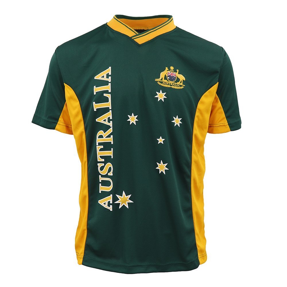 V474-282959-101122-00 Adults Kids Men's Sports Soccer Rugby Jersy T Shirt Australia Day Polo Souvenir, Green, XL - Image 1