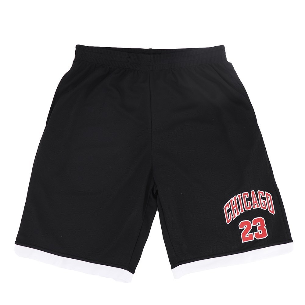 V474-308479-102200-00 Men's Basketball Sports Shorts Gym Jogging Swim Board Boxing Sweat Casual Pants, Black - Chicago 23, XL - Image 1