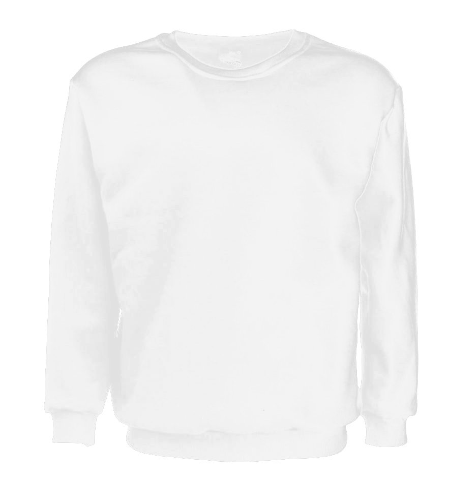 V474-338522-102720-00 New Adult Unisex Plain Pullover Fleece Jumper Mens Long Sleeve Crew Neck Sweater, White, L - Image 1