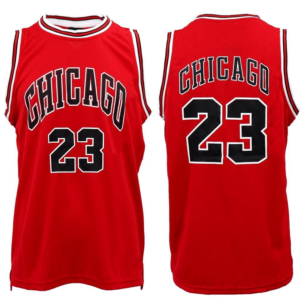 V474-378632-103246-00 New Men's Basketball Jersey Sports T Shirt Tee Vest Tops Gym Chicago Los Angeles, Red - Chicago 23, XL - Image 1