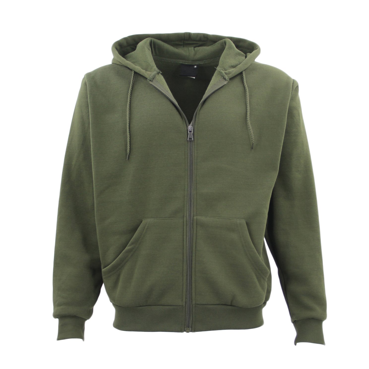 V474-421725-100409-00 Adult Unisex Zip Plain Fleece Hoodie Hooded Jacket Mens Sweatshirt Jumper XS-8XL, Olive, 6XL - Image 1