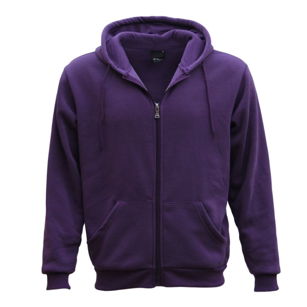 V474-421741-100449-00 Adult Unisex Zip Plain Fleece Hoodie Hooded Jacket Mens Sweatshirt Jumper XS-8XL, Purple, 4XL - Image 1