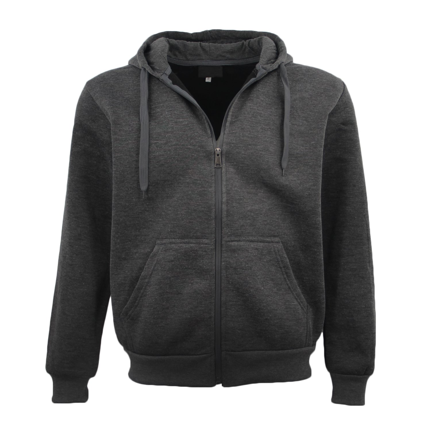 V474-422149-100479-00 Adult Unisex Zip Plain Fleece Hoodie Hooded Jacket Mens Sweatshirt Jumper XS-8XL, Dark Grey, 3XL - Image 1