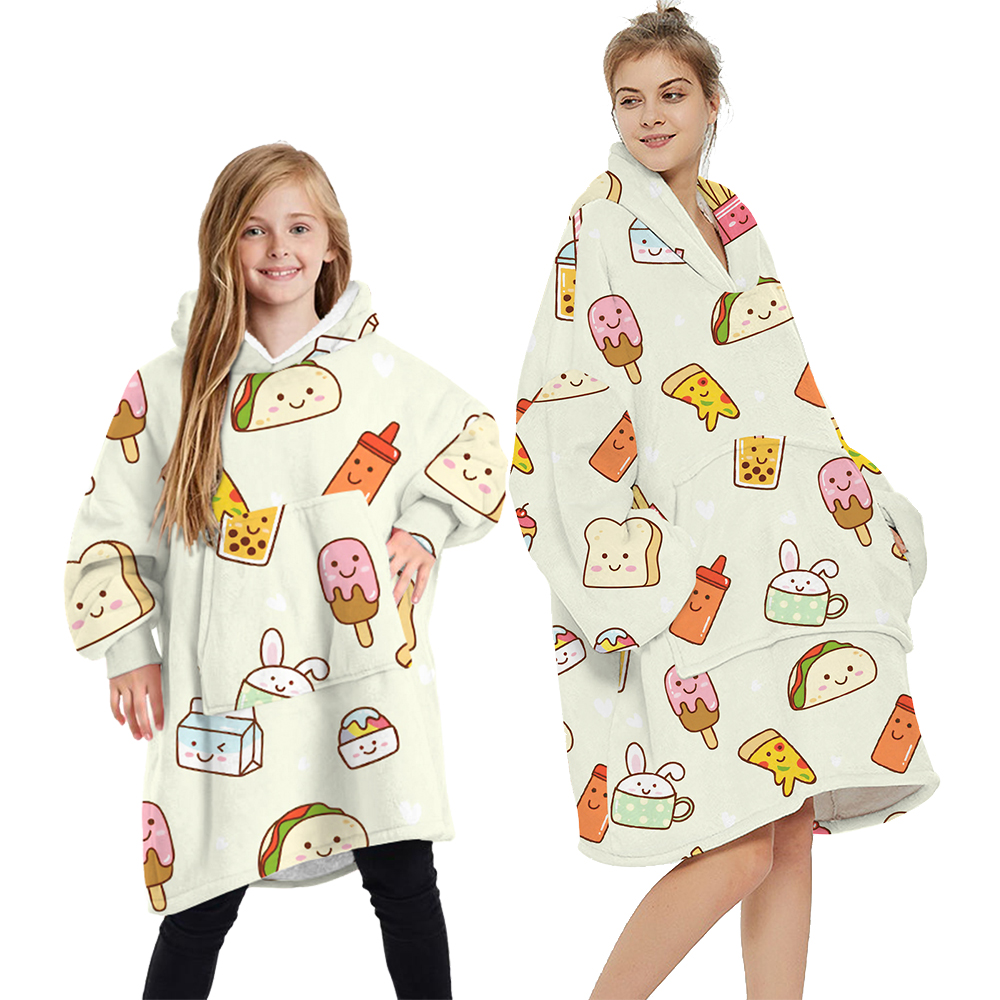 V474-438942-103557-00 Oversized Soft Pullover Plain Hoodie Warm Fleece Blanket Plush Winter Sweatshirt, Food, Adult - Image 1