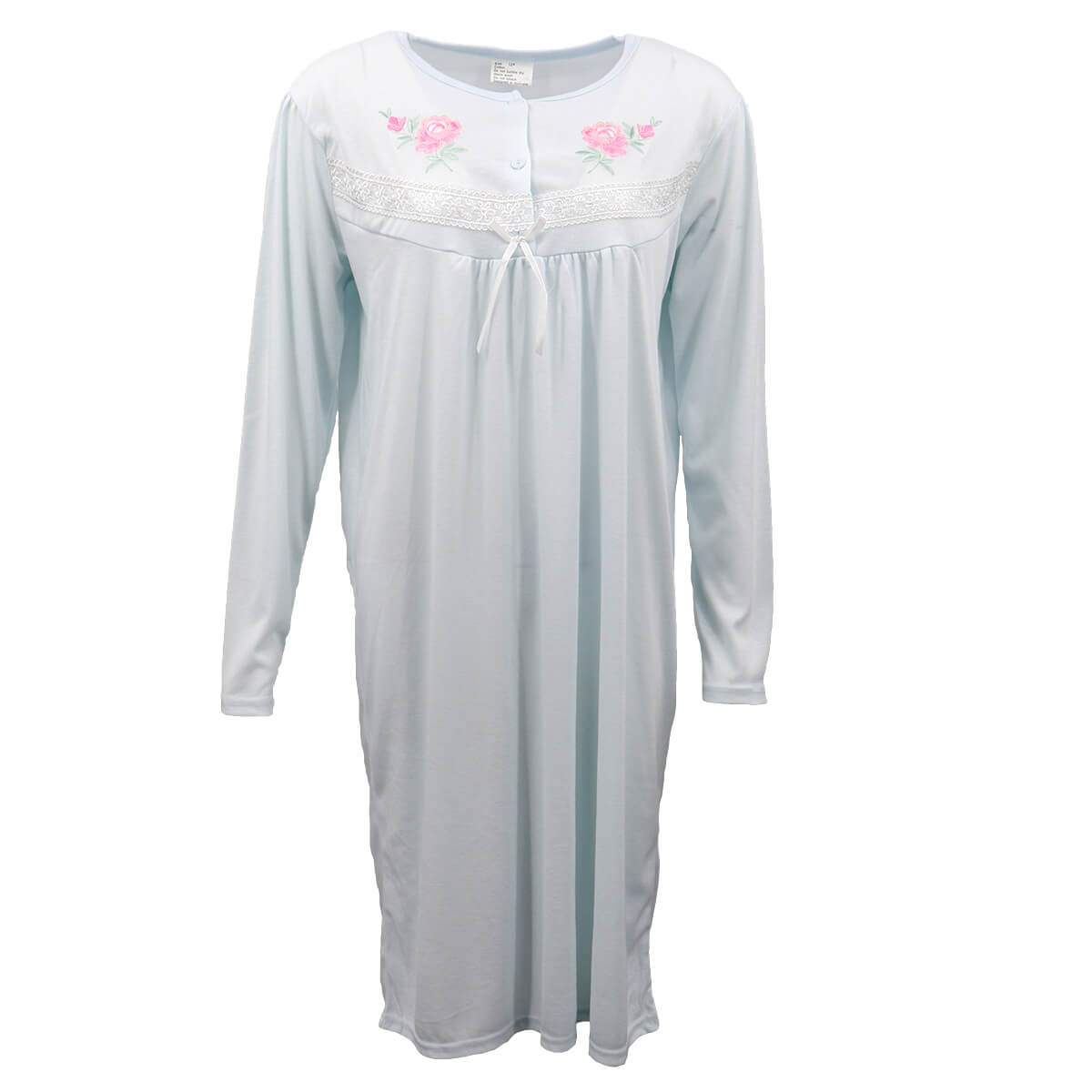 V474-473521-101703-00 100% Cotton Women Nightie Night Gown Pajamas Pyjamas Winter Sleepwear PJs Dress, Blue, 14 - Image 1