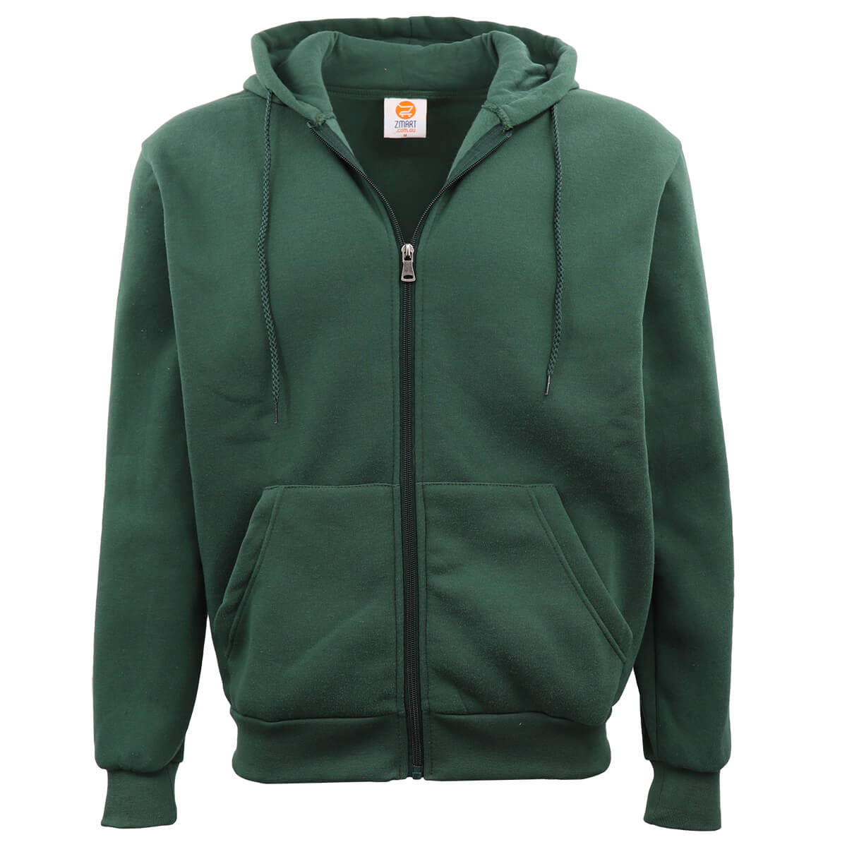 V474-483013-100519-00 Adult Unisex Zip Plain Fleece Hoodie Hooded Jacket Mens Sweatshirt Jumper XS-8XL, Dark Green, 2XL - Image 1