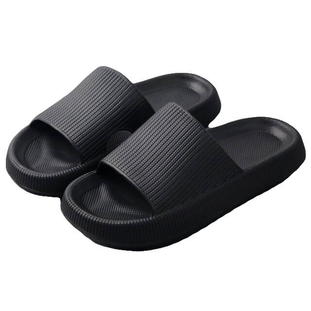 V474-483973-103819-00 Pillow Slides Sandals Non-Slip Ultra Soft Slippers Cloud Shower EVA Home Shoes, Black, 36/37 - Image 1