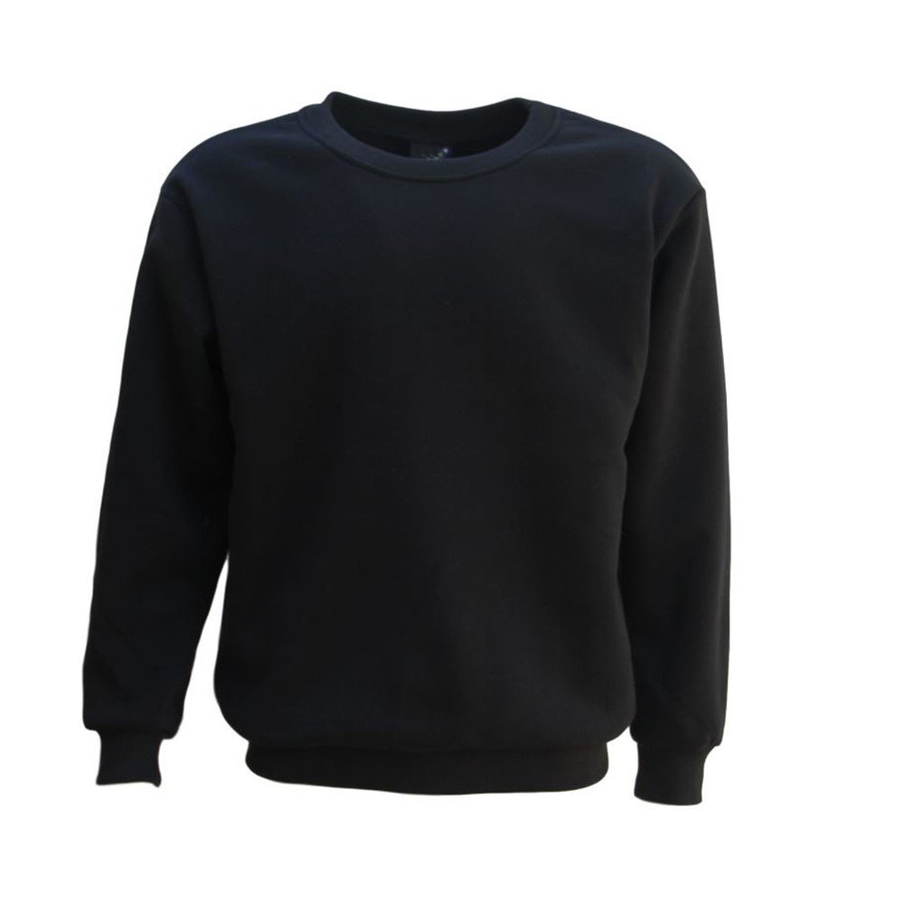 V474-512930-102459-00 New Adult Unisex Plain Pullover Fleece Jumper Mens Long Sleeve Crew Neck Sweater, Black, 4XL - Image 1