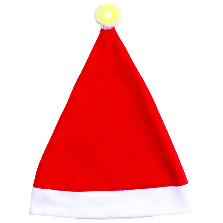 V474-551892-103007-00 Christmas Unisex Adults Kids Novelty Hat Xmas Party Cap Santa Costume Dress Up, Santa Hat w LED Light - Image 1