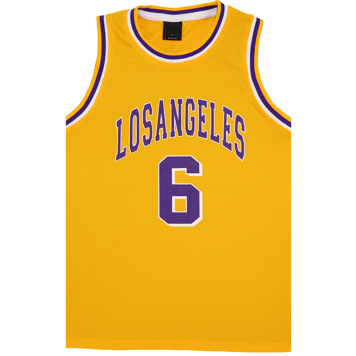V474-555096-103542-00 New Men's Basketball Jersey Sports T Shirt Tee Vest Tops Gym Chicago Los Angeles, Yellow - Los Angeles 6, 2XL - Image 1