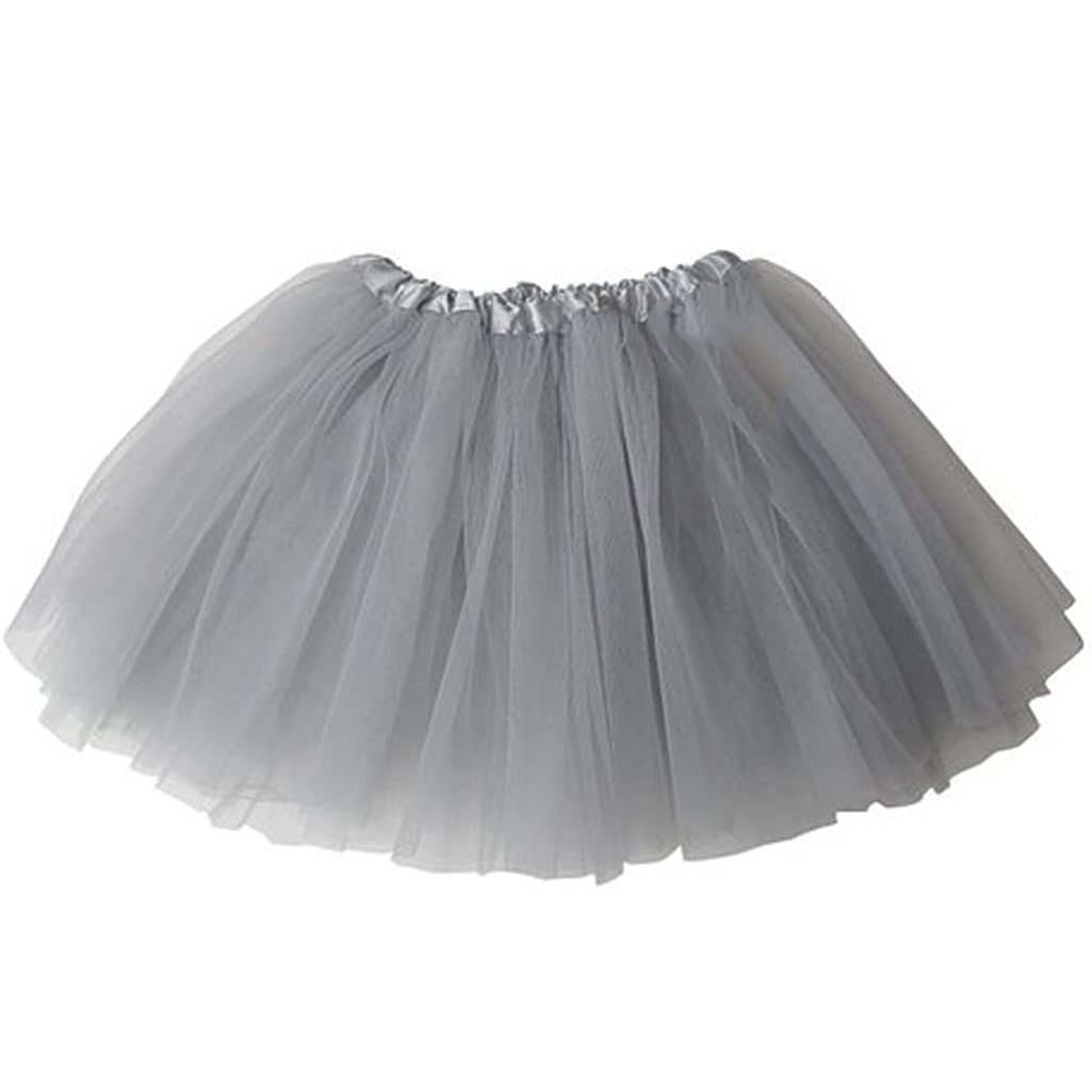 V474-580293-101905-00 New Adults Tulle Tutu Skirt Dressup Party Costume Ballet Womens Girls Dance Wear, Grey, Kids - Image 1
