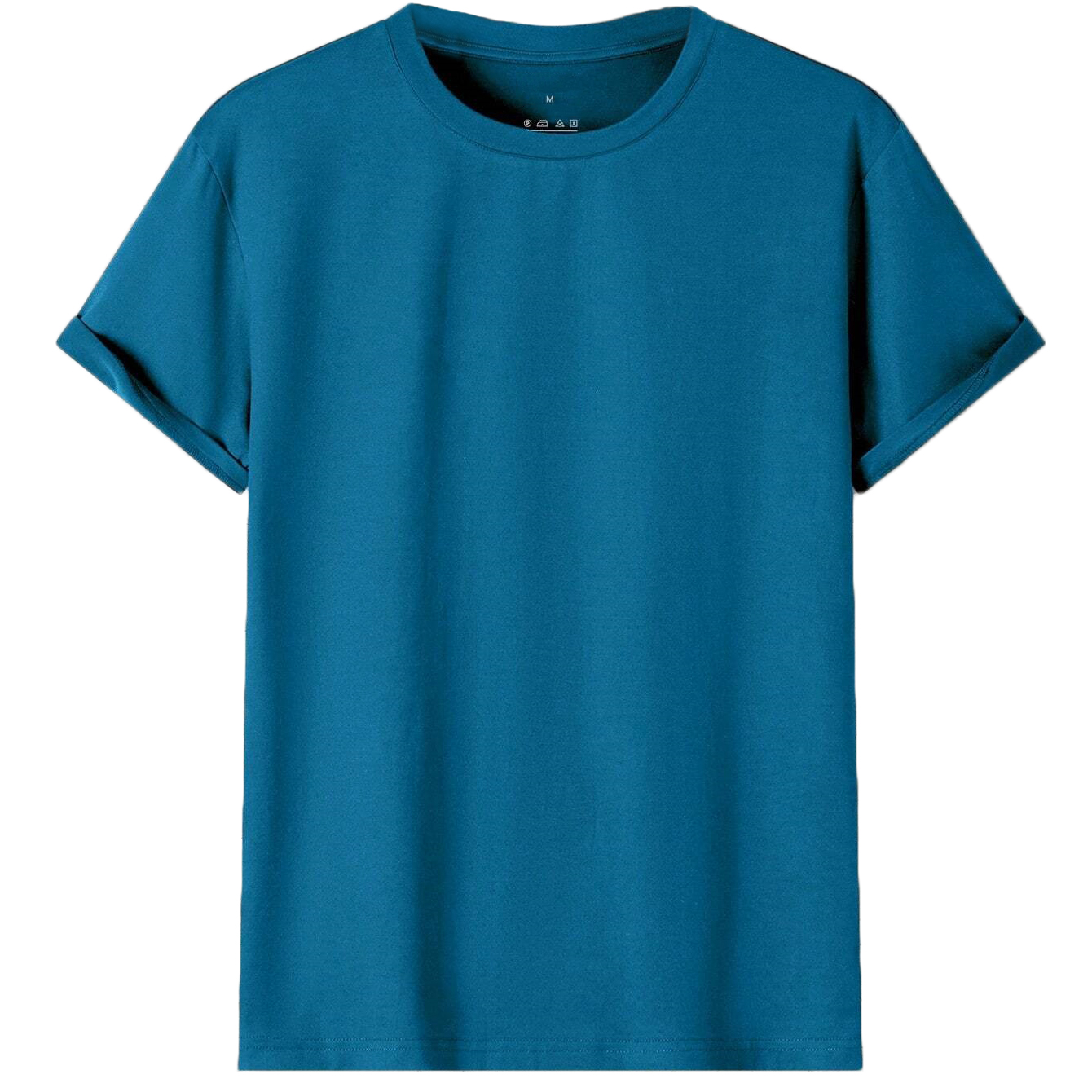 V474-613122-100224-00 Adult 100% Cotton T-Shirt Unisex Men's Basic Plain Blank Crew Tee Tops Shirts, Aqua, 2XL - Image 1