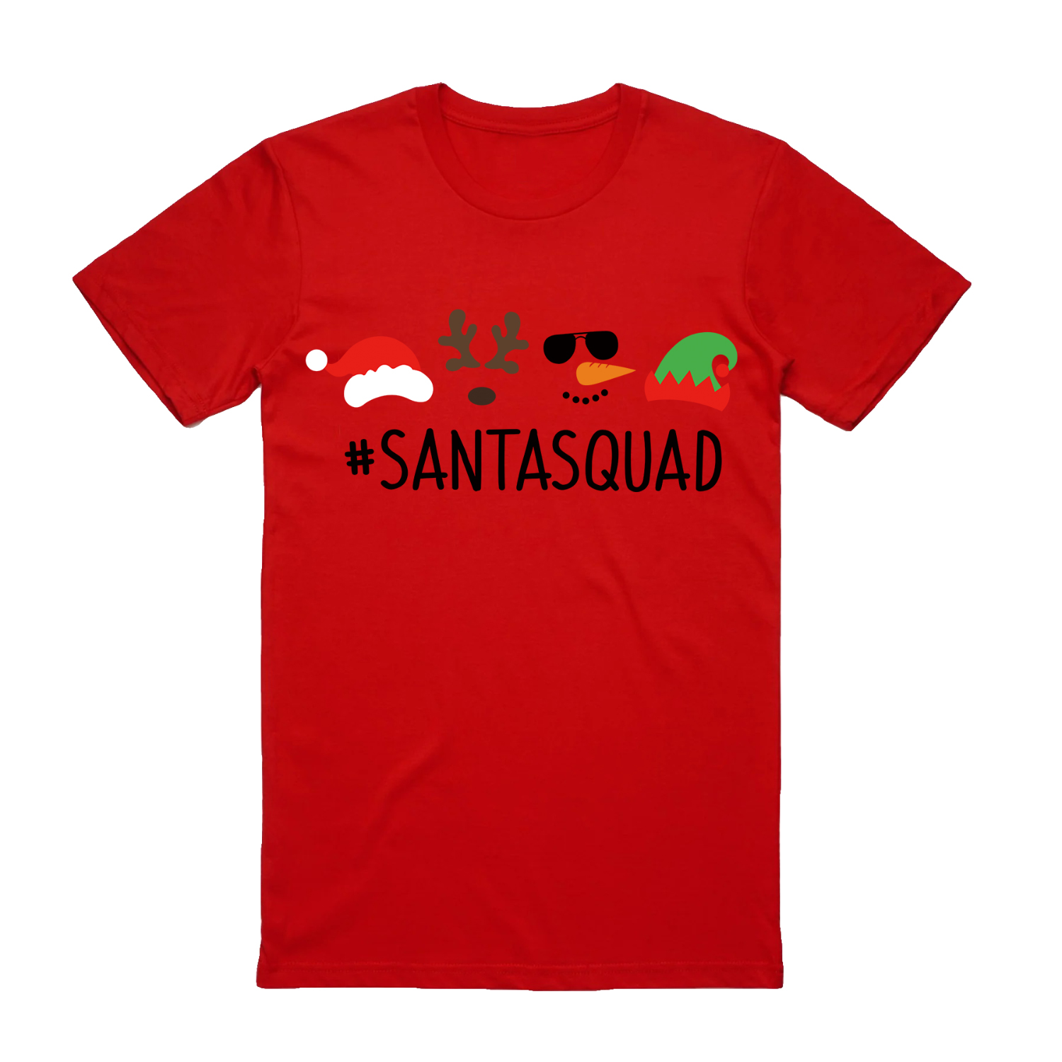 V474-626630-99921-00 100% Cotton Christmas T-shirt Adult Unisex Tee Tops Funny Santa Party Custume, Santa Squad (Red), L - Image 1