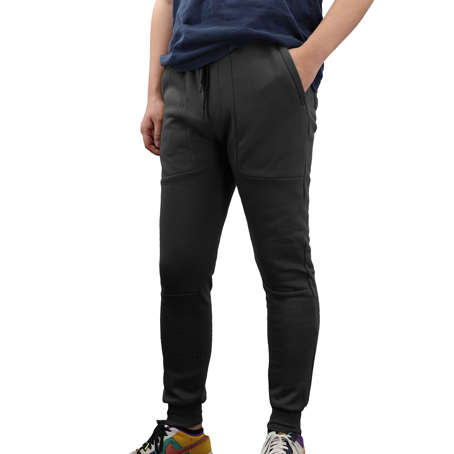 V474-632981-131377-00 Men's Fleece Slim Trackpant Sport Joggers w Zipped Pockets Gym Casucal Trousers, Black, XS - Image 1
