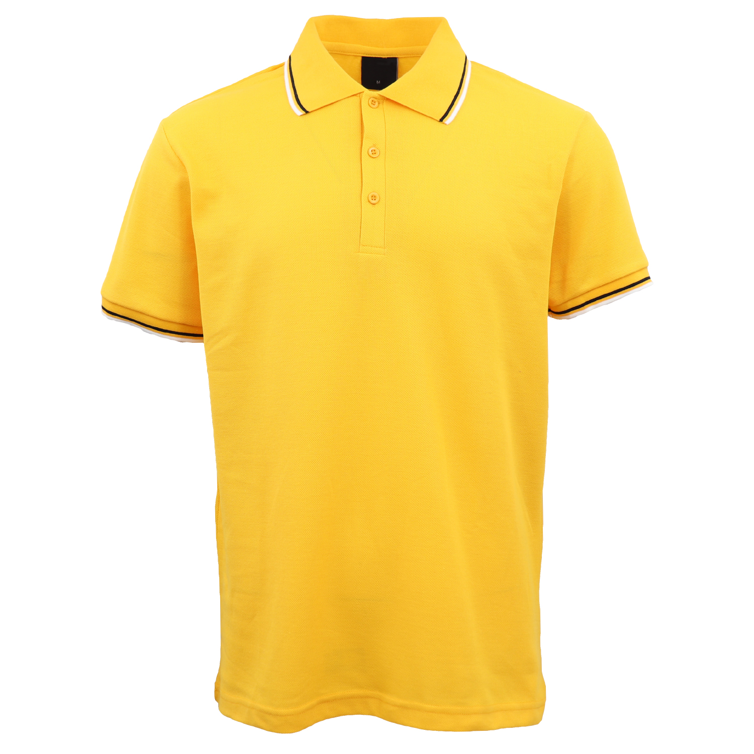 V474-633325-131446-00 Men's Unisex Polo Shirts Basic Plain Breathable Tops Cotton Cascual Sport Shorts, Yellow, XL - Image 1