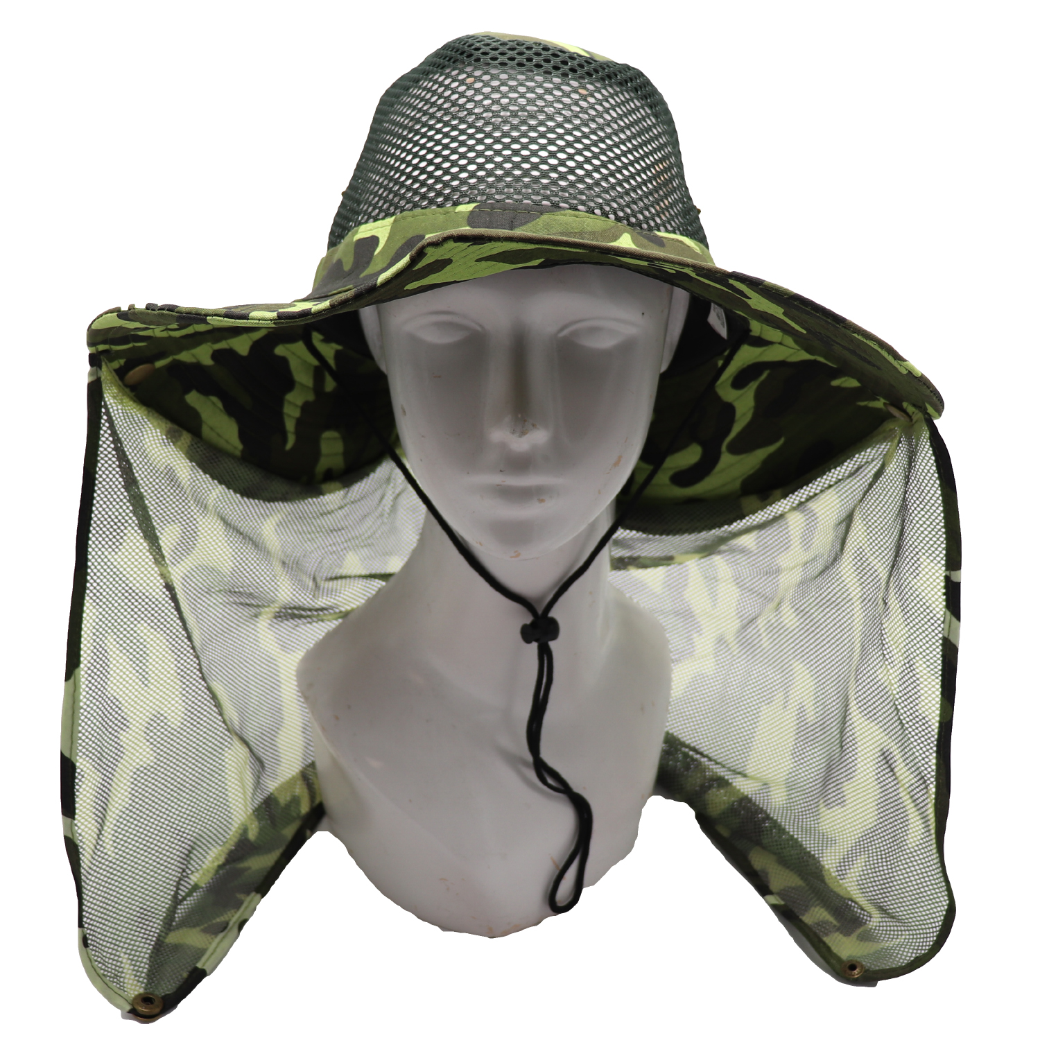 V474-654789-161118-00 Bucket Flap Boonie Slouch Hat Wide Brim Mesh Crown Neck UV Protect Breathable, Forest Camo - Image 1