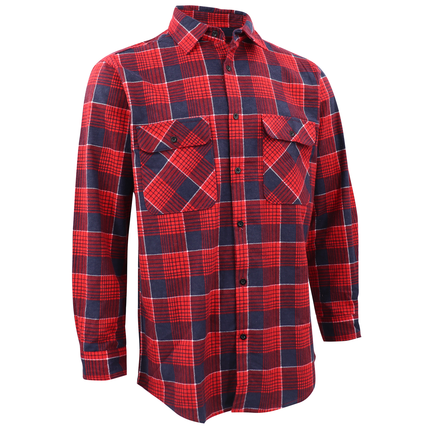 V474-666561-202505281230-00 Men's 100% Cotton Flannelette Shirt Long Sleeve Plaid Check Flannel w Pockets, Crimson Tide Plaid, 2XL - Image 1