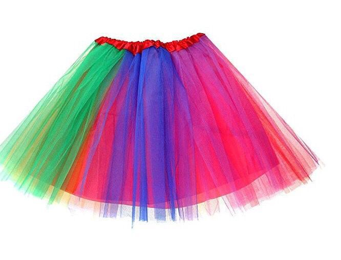V474-672388-202502281141-00 New Adults Tulle Tutu Skirt Dressup Party Costume Ballet Womens Girls Dance Wear, Rainbow_I (6 Colours), Adults - Image 1