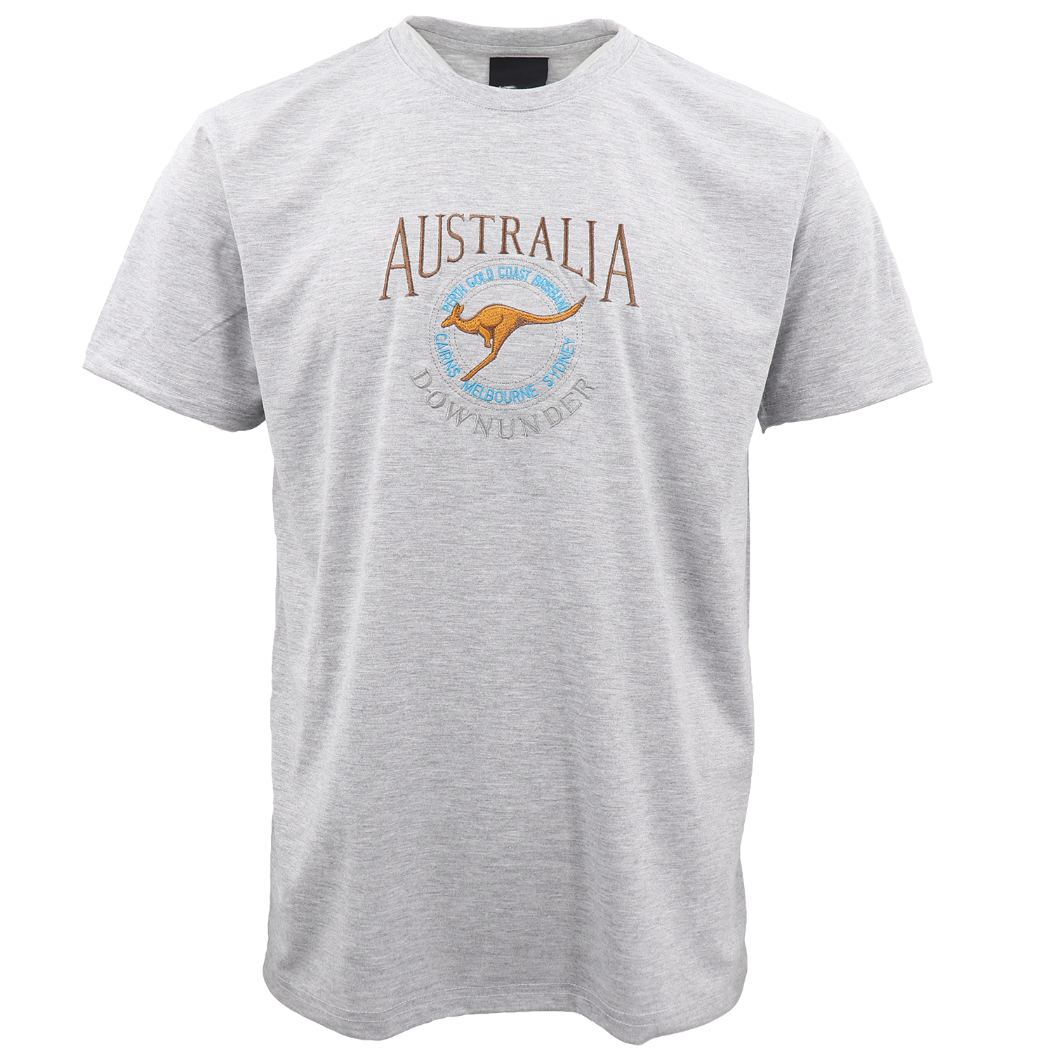V474-683859-202505281240-00 100% Cotton Unisex Embroidered Australian Kangaroo T Shirt Souvenir Top Tee Gift, Grey, XS - Image 1