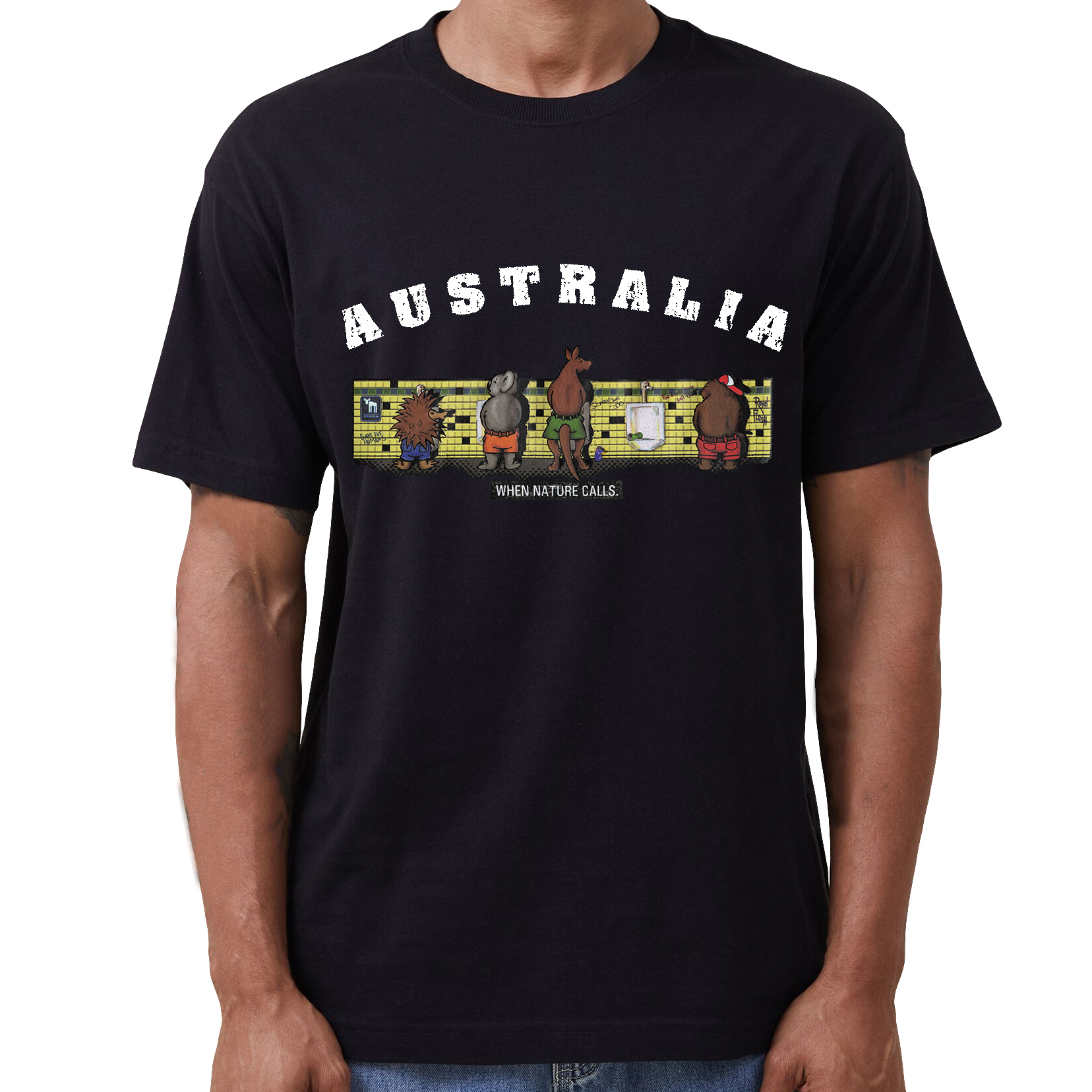 V474-686732-202502261836-00 Adult 100% Cotton T Shirt Australia When Nature Calls Souvenir Tee Fun Tops Gift, Black, 2XL - Image 1