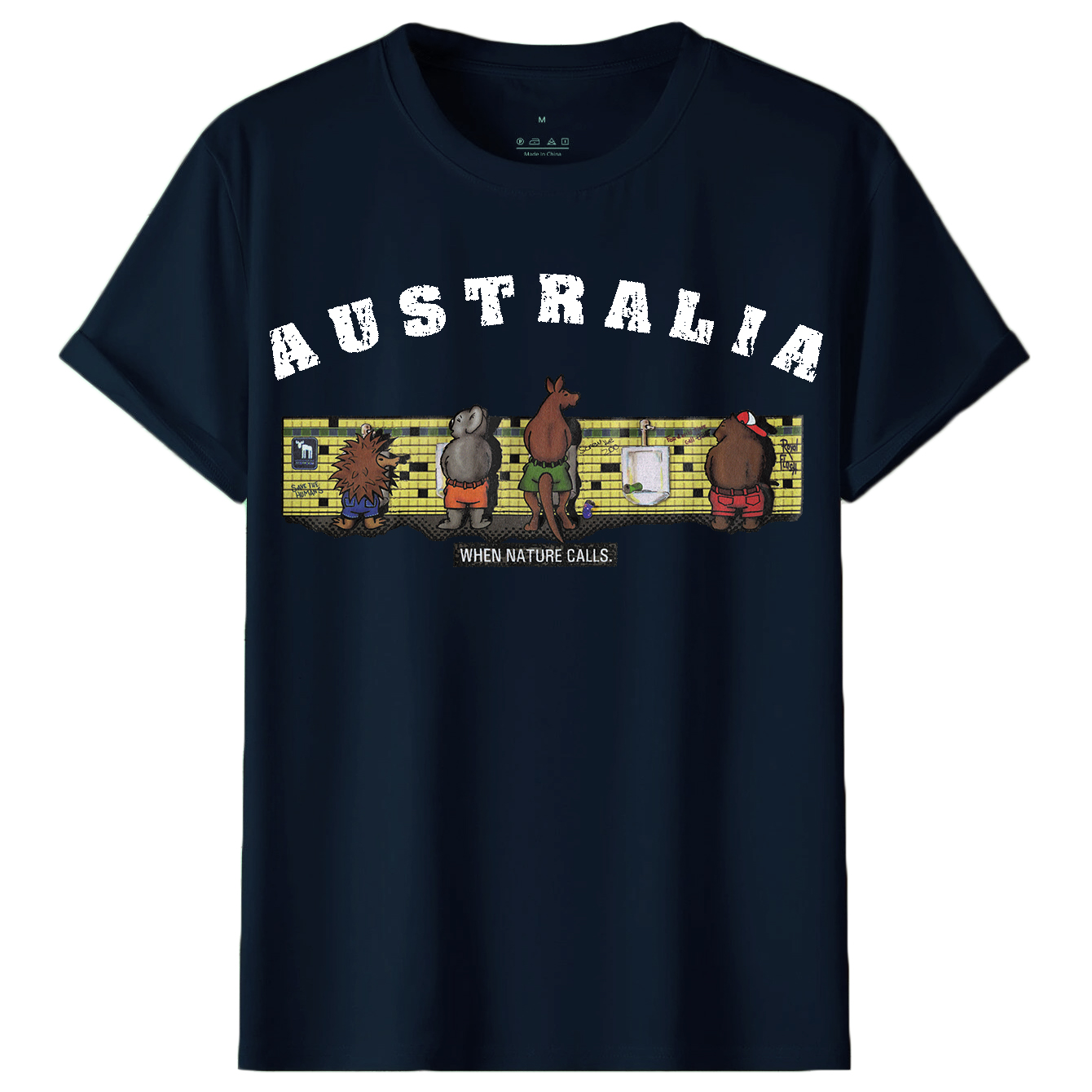 V474-686735-202504031814-00 Adult 100% Cotton T Shirt Australia When Nature Calls Souvenir Tee Fun Tops Gift, Navy, M - Image 1