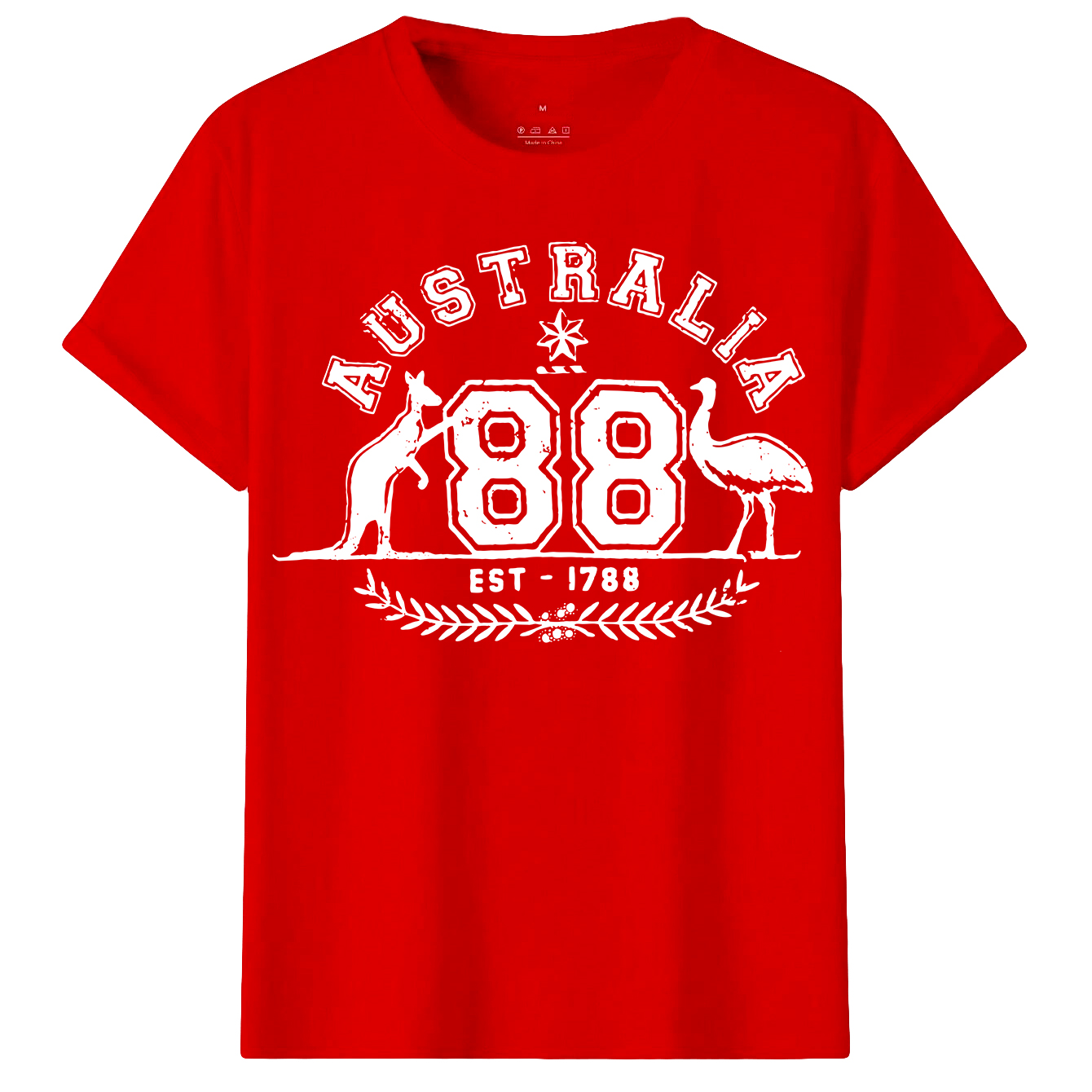 V474-687767-202502261836-00 Adult Unisex 100% Cotton T Shirt Australia Kangaroo Emu Aussie Souvenir Tee Tops, Red, L - Image 1