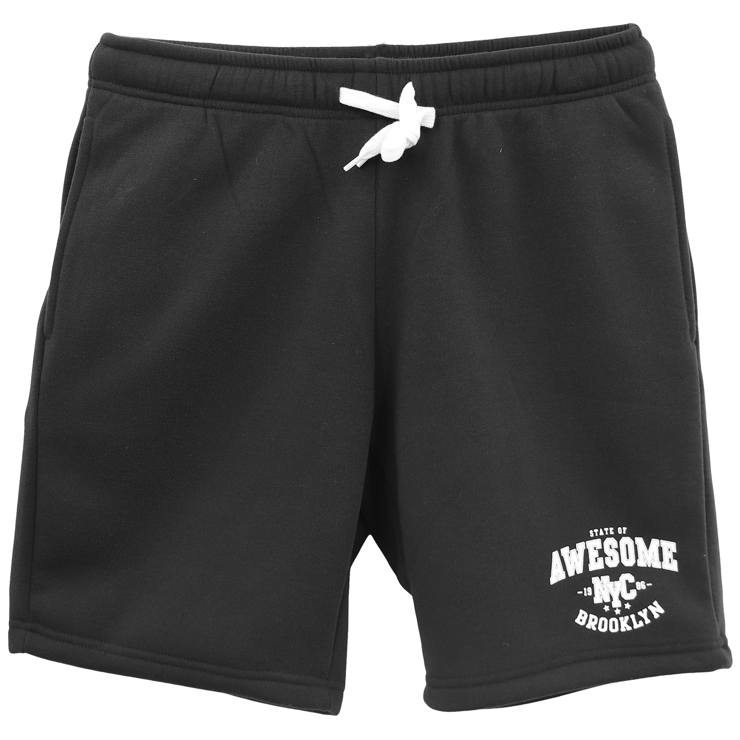 V474-700103-202505281240-00 Men's Fleece Shorts Casual Sports Sweat Pants w Elastic Waist Drawstring Pockets, Black, 2XL - Image 1